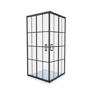 Cabina de dus Celesta Titan, patrata, 900 x 900 x 1900 mm, sticla cu model Windows 101, 6 mm, profil negru