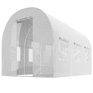 Solar gradina DacEnergy, profile din otel, folie PE 140g/m2, intrare cu fermoar, 6 ferestre cu plasa de tantari, 2x3,5m, suprafata totala 7m2, rezistenta la UV4, alb