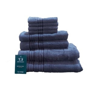 Set 8 prosoape ET COLLECTION, 100% Bumbac, 500gsm, 4x30x30 cm, 2x50x80 cm, 2x70x130 cm, Gri