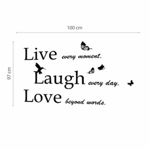 Sticker Classic Live Laugh Love, 90 x 30 cm, negru