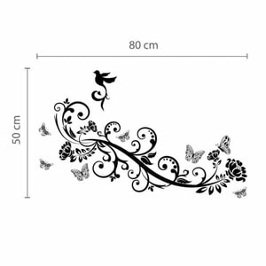 Sticker Butt Vine Butterfly, 60 x 30 cm, negru