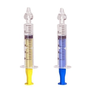 Set 2 seringi lavaj nazal / Dus Nazal, MEDILOGIC, dispozitiv curatare sinusuri si decongestie nazala, galben - albastru, 10ml