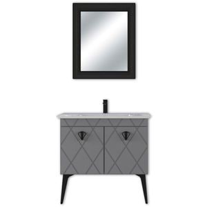 Set mobilier baie Cosmos, 3 piese, 90 cm, antracit