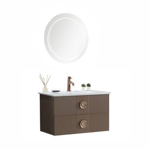 Set mobilier baie Vanity 90 cm 3 piese Maro