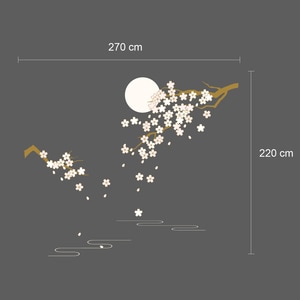 Sticker Cherry Blossom Under Moonlight, 90 x 30 cm, multicolor
