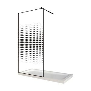 Perete dus / Paravan walk in, sticla cu model Dots 106, 8 mm, profil negru mat, tija extensibila 1200 x 2000 mm