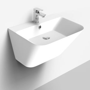 Lavoar Celesta Coral, 55 x 45 x 35 cm, monobloc cu semi-piedestal, ceramica, alb mat
