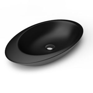 Lavoar Celesta Ellipse, 74 x 42 x 12 cm, montaj pe blat, ceramica, negru mat