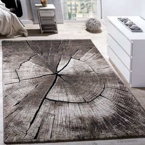 Covor cu model din lemn gri-maroniu natural, model 20763, 240x340cm, Lana