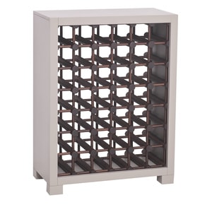 Suport bar pentru 42 sticle de vin, lemn masiv, 68 x 35 x 90 cm, gri-cires