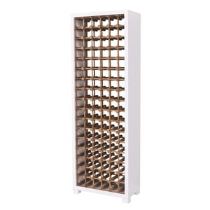 Suport bar pentru 102 sticle de vin, lemn masiv, 68 x 35 x 200 cm, alb-maro