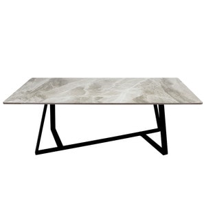 Masuta de living DacEnergy, realizat din placaj, piatra sinterizata si otel carbon, forma dreptunghiulara, 120 x 60 x 42 cm, nuante de gri