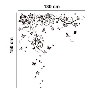 Stickers Butterfly Vine and 20 Swarovski crystals, 90 x 30 cm, negru
