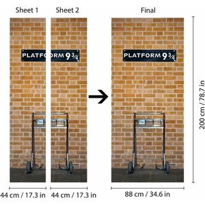 Autocolant decorativ pentru Usa - Kings Cross Platform 9-3/4, 88 x 200 cm