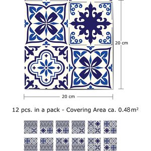 Sticker faianta - Granada, 12 bucati, 20 x 20 cm, multicolor
