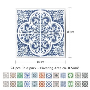 Sticker faianta - Vintage Porcelain, 24 bucati, 15 x 15 cm, multicolor