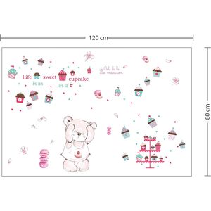 Life is a sweet cupcake and Macaron Bear Internal Nursery, 90 x 60 cm, 90 x 30 cm