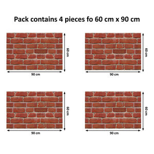 Sticker Vintage Brick, 4 bucati, 90 x 60 cm, multicolor