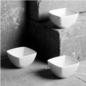 Set 3 boluri patratoase 8.25cm, portelan alb, AMBITION Salsa