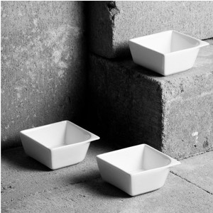 Set 3 boluri patrate 8.25cm, portelan alb, AMBITION Salsa