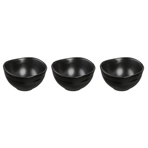 Set 3 boluri 8.25cm, model relief, portelan negru, AMBITION Salsa