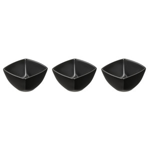 Set 3 boluri patratoase 8.25cm, portelan negru, AMBITION Salsa
