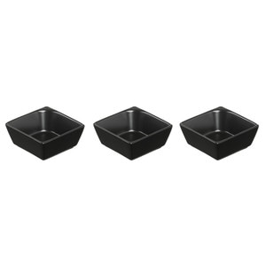 Set 3 boluri patrate 8.25cm, portelan negru, AMBITION Salsa