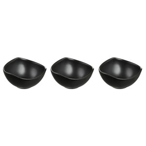 Set 3 boluri asimetrice 9.5cm, portelan negru, AMBITION Salsa