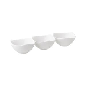 Set 3 boluri asimetrice 9.5cm, portelan alb, AMBITION Salsa