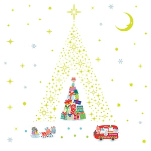 Sticker Glow Stars And Reindeer Christmas Tree Stickers, 90 x 30 cm, multicolor