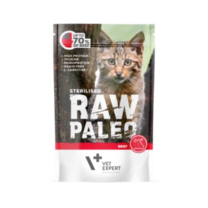 Hrana umeda pentru pisici RAW PALEO Sterilised, vita, 100 g