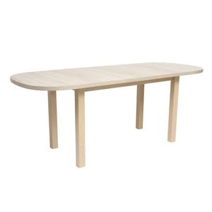 Masa bucatarie DacEnergy, blat din PAL melaminat, picioare din lemn masiv de fag, extensibila, ovala, 160 / 200 x 80 x 75 cm, 6 persoane, stejar sonoma