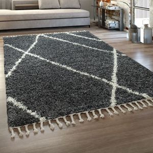 Skandi covor cu design in forma de diamant gri Antracit, model 20473, 200x280cm, Antracit