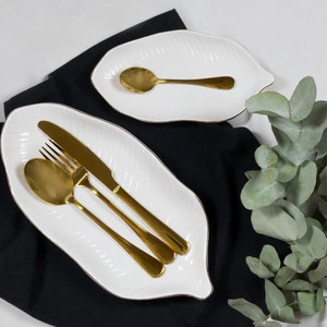 Set tacamuri inox, 24 piese, 6 persoane, auriu, AMBITION Enna