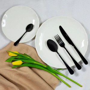Set tacamuri inox, 24 piese, 6 persoane, negru, AMBITION Enna