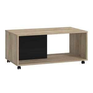 Masuta de living DacEnergy, material PAL melaminat, aspect de cutie, manevrare facila, dreptunghiulara, stejar gri si negru, 92 x 50.5 x 41.5 cm, 1C
