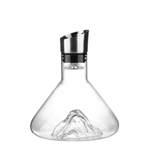 Set decantor, MindBlower, design Munte In Varful Lumii, 1500 ml, sticla premium, accesorii incluse bile de curatare, dop din otel inoxidabil si filtru