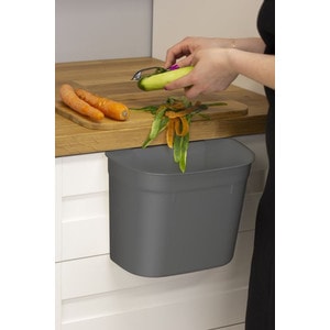 Cos de gunoi atasabil de dulap, 10L, plastic, gri, DOMOTTI Monti