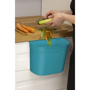 Cos de gunoi atasabil de dulap, 10L, plastic, turcoaz, DOMOTTI Monti