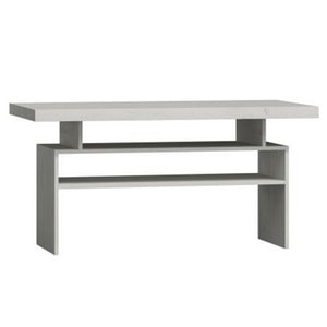 Masuta de cafea DacEnergy, realizata din PAL, forma dreptunghiulara, cant din ABS, cu spatiu de depozitare, cu finisaj frasin alb, 120 x 60 x 60 cm