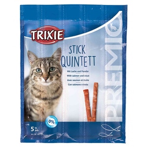 Recompense Pentru Pisici, Trixie Premio Stick Quintett, Somon Si Pastrav, 5 x 5 g, 42725