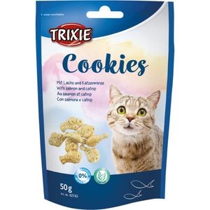 Recompense Pentru Pisici, Trixie Cookies Cu Somon Si Catnip, 50 g, 42743