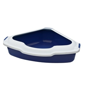 Litiera Pentru Pisici, Happet De Colt, Cu Rama, 56x43x14 cm, Albastru Q31N