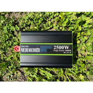 Invertor sinus pur Solid Volt, 2500W putere continua cu 5000W putere de varf, unda pura, 12V, auto, panouri solare, rulote, autorulote, cabane, cu telecomanda wireless