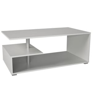 Masuta de cafea DacEnergy, realizata din PAL, design simplu si modern, forma dreptunghiulara, 110 x 60 x 45 cm, finisaj alb
