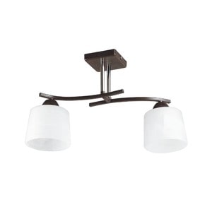 Lustra Decorativa Interior, 2xE27, metal si sticla, culoare Wenge si Alb, 60W, Osaka