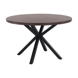 Masa bucatarie DacEnergy, structura din MDF si metal, blatul realizat din MDF, stil industrial, fixa, stejar inchis si negru, diametru 120 cm