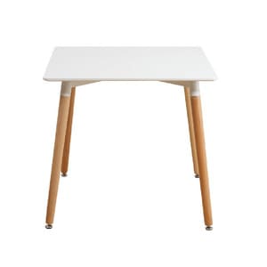 Masa bucatarie DacEnergy, realizat din MDF, 4 picioare din lemn, finisaj alb, forma patrata, 70x70x75 cm