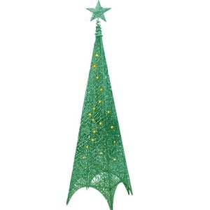Brad verde, luminos, cu stea in varf, instalatie LED, 182 cm, pentru interior sau exterior, buz