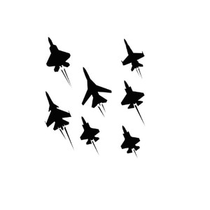 Sticker decorativ Avioane, 119 x 153 cm, negru